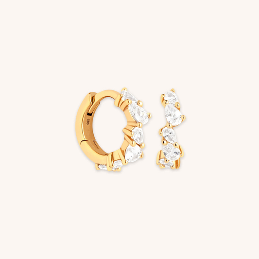 Boucles d’Oreilles Créoles à Cristaux Goutte pour Femme