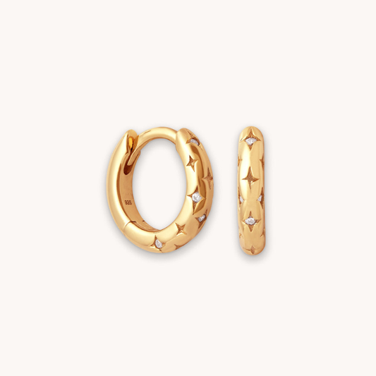 Boucles d’Oreilles Créoles Étoilées pour Femme