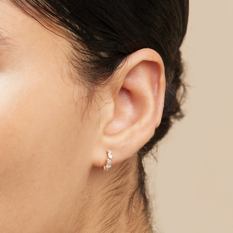 Boucles d’Oreilles Créoles à Cristaux Goutte pour Femme