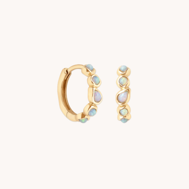 Boucles d’Oreilles Créoles à Opale Irisée pour Femme