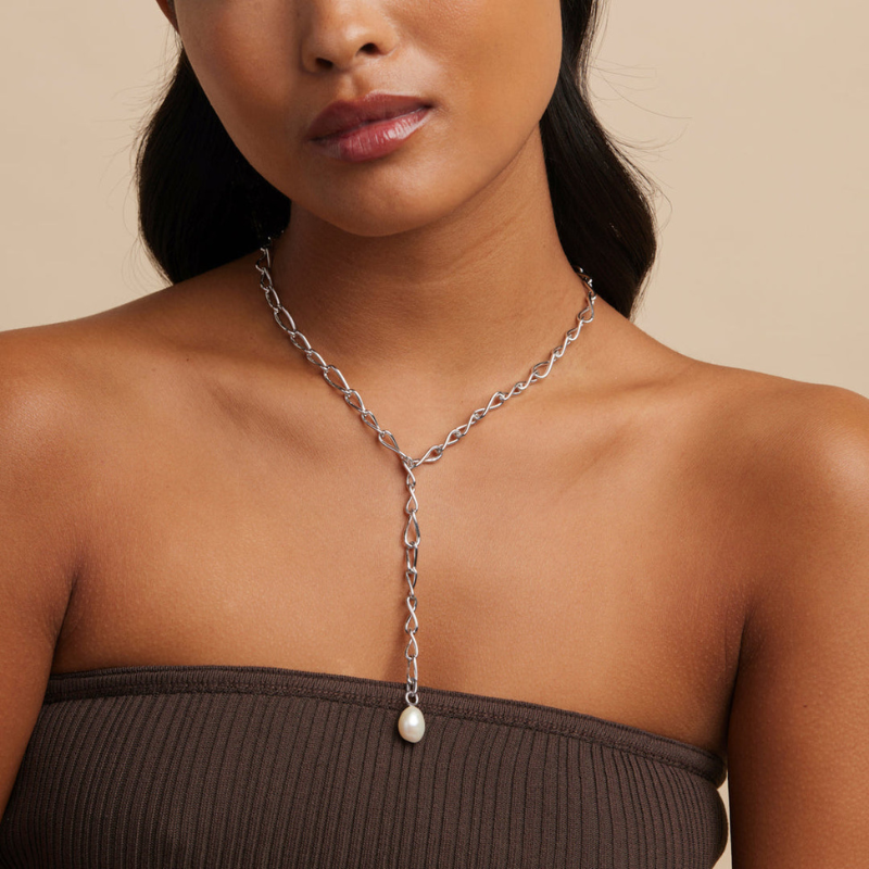 Collier Lariat Infini à Perle pour Femme