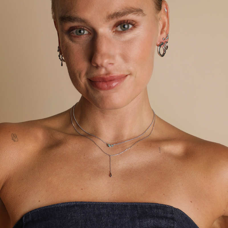 Collier Pendentif Duo Opale Minimaliste pour Femme