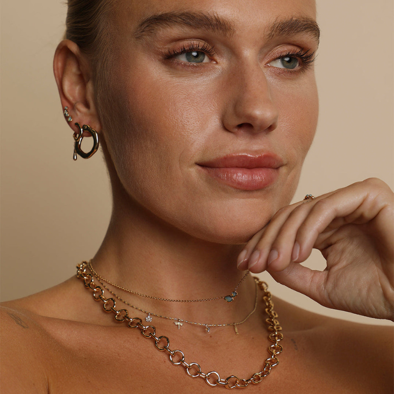 Collier Pendentif Duo Opale Minimaliste pour Femme