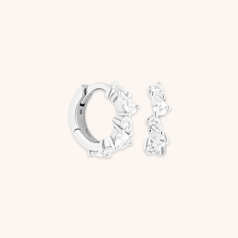 Boucles d’Oreilles Créoles à Cristaux Goutte pour Femme