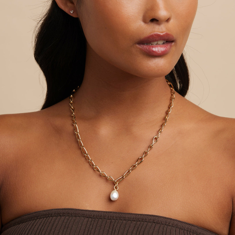 Collier Lariat Infini à Perle pour Femme