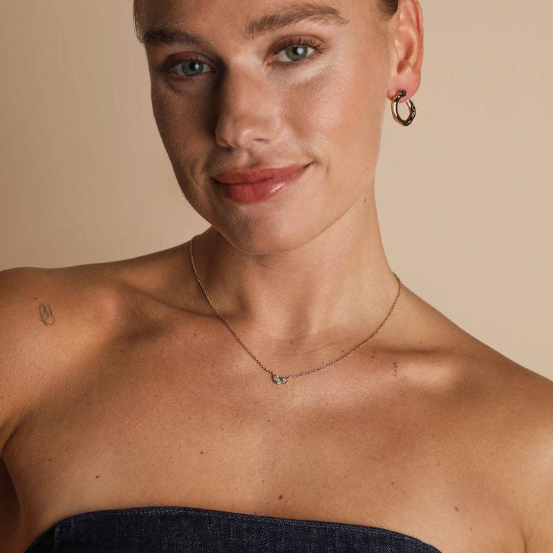 Collier Pendentif Duo Opale Minimaliste pour Femme