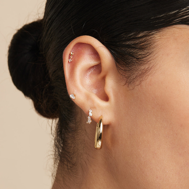 Boucles d’Oreilles Créoles à Cristaux Goutte pour Femme