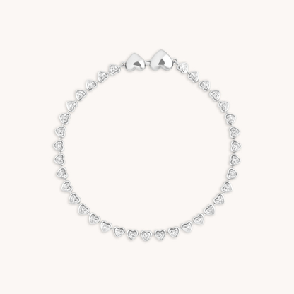 Bracelet Tennis Cœur Élégant pour Femme
