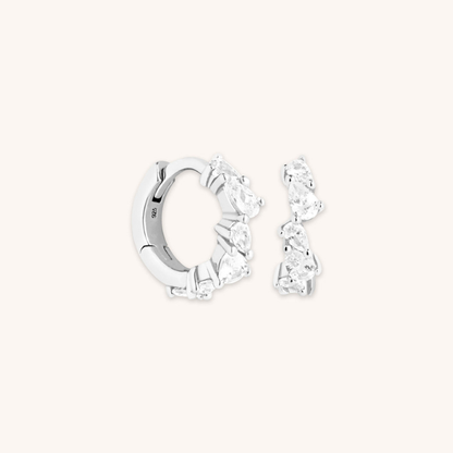 Boucles d’Oreilles Créoles à Cristaux Goutte pour Femme