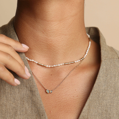 Collier à Perles d’Eau Douce et Barres Accent pour Femme