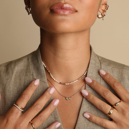 Collier à Perles d’Eau Douce et Barres Accent pour Femme